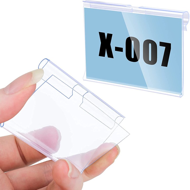 Meetory 50 PCS Clear Plastic Label Holders for Wire Shelf