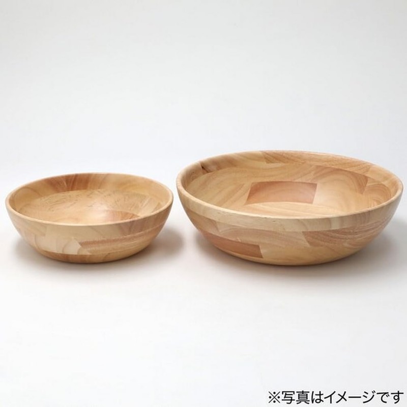 Nitori 8964236 Wooden Bowl, Round Bowl, Rubber, 9.4 inches (24