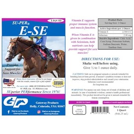 SU-PER SU-PER E-Se Horses Antioxidant Supplement - Vitamin E & Selenium for Sore Muscles Support - 1 Quart, 1 Month Supply (30 Days)