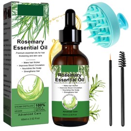 Rosmarinöl Bio Haare 60ml Ätherisches Rosemary Oil Haarwachstum Haaröl Kopfhaut Rosemary Essential Oil Hair Growth Oil mit Kopfhaut Massagebürste Für Pflegt die Kopfhaut und Reduziert Haarausfall（A）