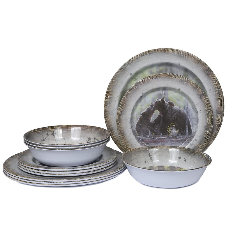 Melamine Dinnerware set for 4 - Dinner Plates Bowls Set