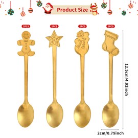 Frgasgds Set of 8 Coffee Spoons, Christmas Spoon Set, Dessert Spoons, Stainless Steel Christmas Style Spoons, Teaspoon, Sugar, Ice Cream Spoon, Mixing Spoon, Drinking for Kitchenware