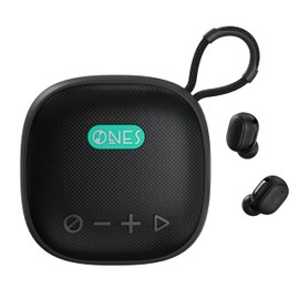 ONES MusPlay Wireless Speaker with Earbuds 2-in-1, Hi-Res Audio, Smart [ Bluetooth/FM Radio/AUX / MP3 ] [ Game/Music Mode ] [ 24 Hrs Speaker / 60 Hrs Earbud Ultra-Long Playback ] Portable Compact