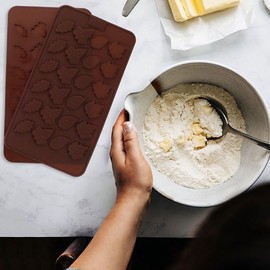 2Pcs Brown Silicone Gummy Molds Maple Leaf Mold for Chocolate 96 Cavity Non-Stick Hard Tack Candy Molds for Fondant Biscuits Cookie Jelly Wax Melts,Candy Making Supplies