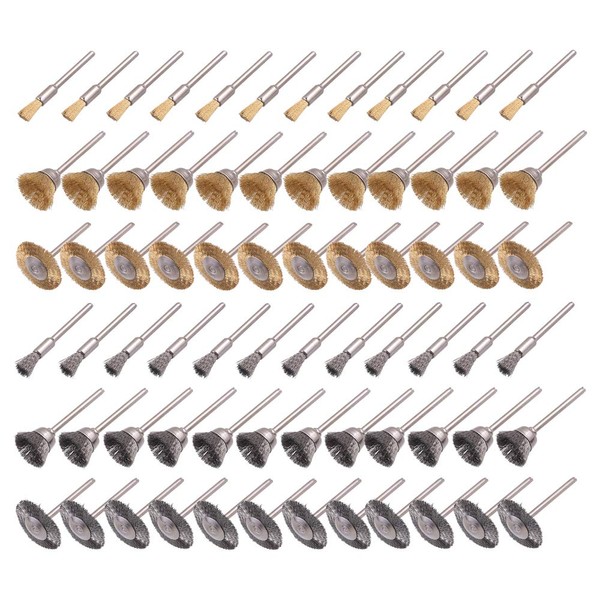 Rocaris 72 Pack Wire Wheel Brushes Set, Brass and Steel