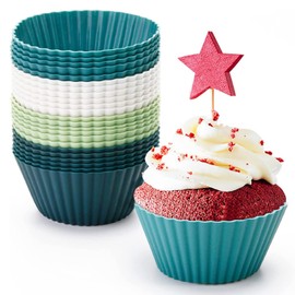 Dokpav 24 Pzs Tazas Reutilizables de Silicona para Hornear, Moldes de Silicona para Hornear Cupcakes, Forros de silicona de Grado Alimenticio Antiadherente para Donas, Budines, Galletas y Pasteles