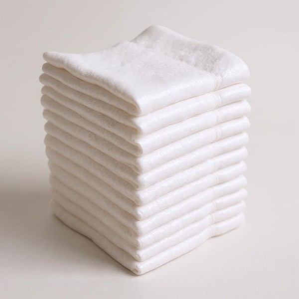 Petal Cliff Washcloths, 24 Pcs White Cotton Wash Cloths for