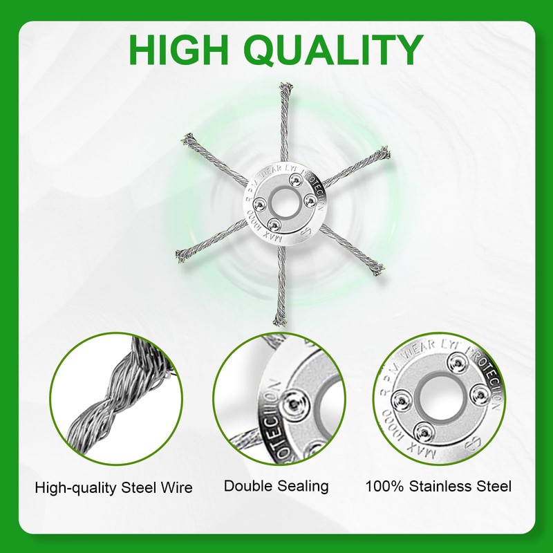 LADAMI Wire Brush Cutter Trimmer Head,Unbreakable Wired Trimmer Blade for