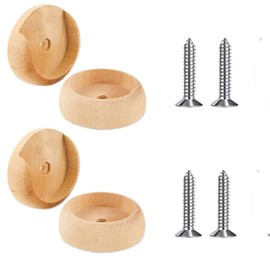 2 Complete Set Wooden Closet Pole Sockets and Screws Closet Pole Rod Holders Organization Coat Curtain Accept Standard 1-3/8" Pole Universal Design Solid Wood