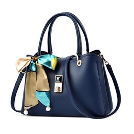 DORRISO Fashion Small Women's Handbag Elegant Handbag with Chic Bow Shoulder Bag PU Leather Women's Shopper Bag for Travel Shopping Work Holiday Business Messenger Bags, blue, Elegant