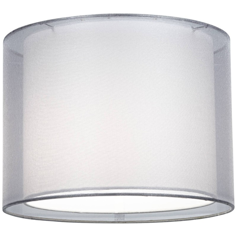 Silver and White Double Sheer Medium Drum Lamp Shade 12"