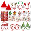 Pack of 40 Christmas Accessories, 12 Christmas Hats, 12 Tattoos,