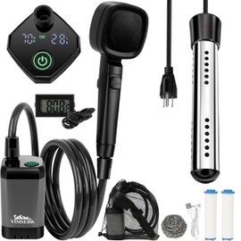 Portable Camping Shower with 6000mAh Battery & 2000W Heater – Rechargeable Camp Shower Pump, LED Screen, Filtered Shower Head, Portable Shower for Camping, Hiking, Travel & Outdoor Cleaning