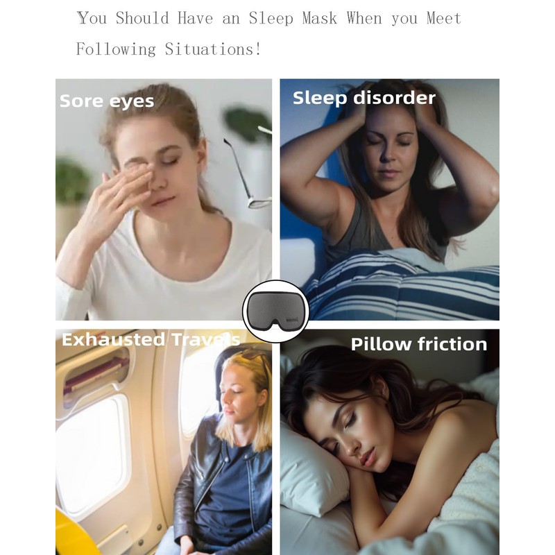 AsgenoX Sleep Mask Blackout, Breathable Memory Foam Zero Pressure Sleeping