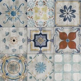 THE NISHA 18 PC Pack (6 X 6) Thin Art Artistic Bohemian Peel and Stick Wall Sticky Backsplash Vinyl Waterproof Removable Tile Sticker Decals for Bathroom & Kitchen, 6x6 Inch, Spanish Spring 2001-6