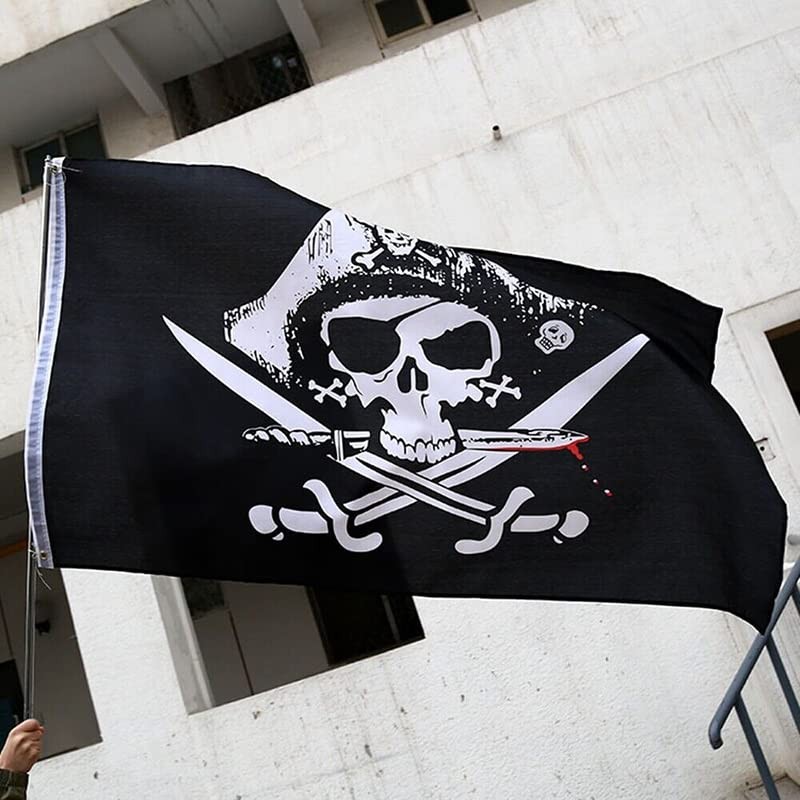 AIMALL 3x5ft Jolly Roger Pirate Flag, Skull and Crossbones with