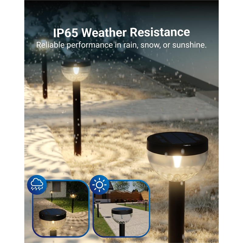 Sunco 6 Pack Round Solar Pathway Lights Outdoor, Super Bright