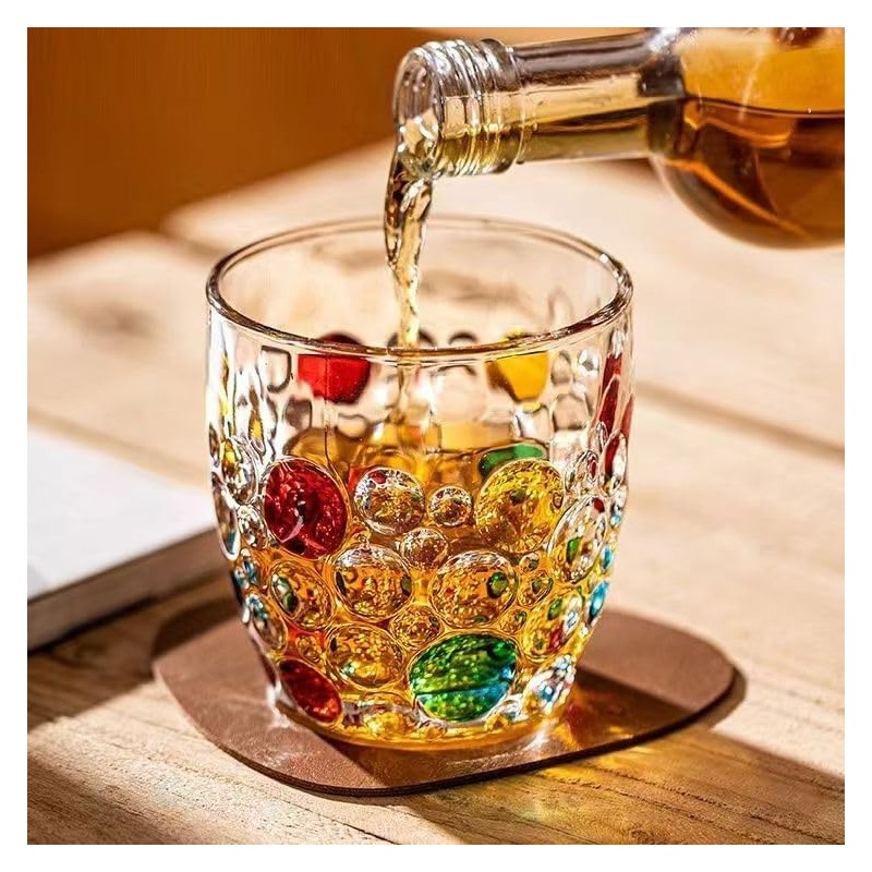 JQWIN AlifordGlass Glass Tumblers with Colorful Patterns, Lead-Free, Set of