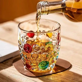 AlifordGlass Glass Tumblers with Colorful Patterns, Lead-Free, Set of 4 or 6 (Set of 4)