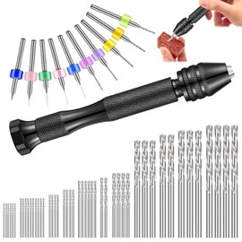 59 PCS Hand Drill Bits Set, with 0.25-3.2mm Precision Pin Vise Hobby Drill 48 0.25-3mm Micro Twist Drills 10 0.1-1mm PCB Mini Drills for Resin Clay Woodworking Jewelry Craft Carving DIY Model Making