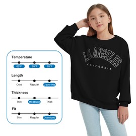 EXARUS 3 Pack Girls Oversized Sweatshirt Letter Printed Crew Neck Pullover Long Sleeve Casual School Black White Grey 12Y