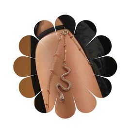 Aneneiceera Punk Layered Snake Leg Chain Vintage Snake Thigh Leg Chain Multi Layering Thigh Chain Summer Leg Thigh Chain Punk Serpent Body Chain Rave Bikini Thigh Body Chain Jewelry for Women (Gold)