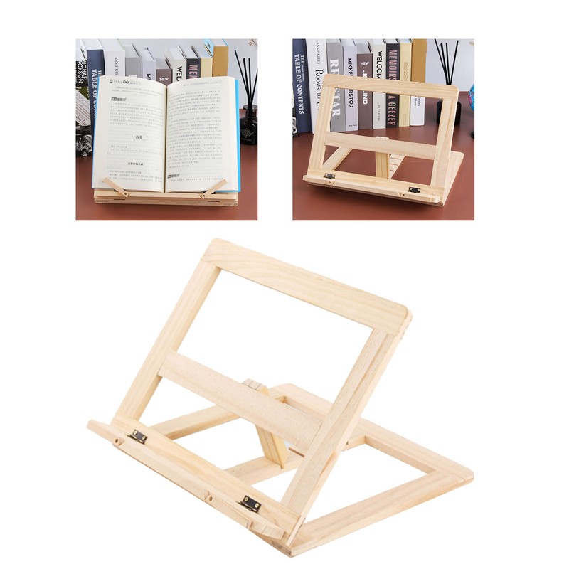Wooden Book Stand Adjustable Book Holder Reading Stand Recipe Cookbook