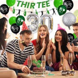 30th Birthday Decorations for Him, Golf 30th Birthday Party Decoration Themed for Men Thirty Birthday Decor Banner Set Durable 30 Number Balloons