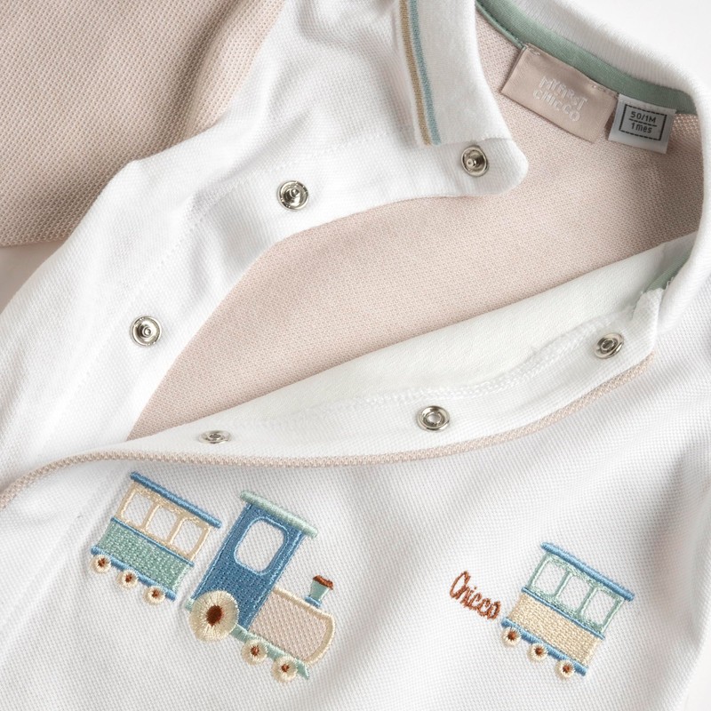 Chicco, Baby Romper with Comfortable Button Placket, Soft Cotton, Machine