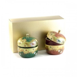 Cha Cult Japanische Teedose 2-er Pack (je 100g) - Luxuriös und elegant - Rund, Flip-Top - 200g, 2 Stück