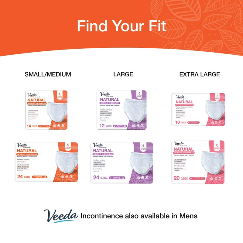 Veeda Natural Adult Incontinence Underwear for Women - Postpartum Underwear