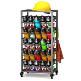 Gtouse 50 Can Spray Paint Rack Organizer, Metal Spray Paint Can Storage Holder, Rolling Aerosol Can Cart with Storage Shelf, for Garage, Craft Workrooms