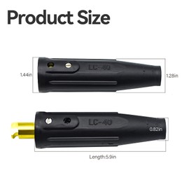 LC40 Welding Cable Connector Set, Connectors for Welding Machine Leads, 1/0 and 2/0 Cable Size Capacity, 350 Amp Max Rating(1 Male / 1 Female)