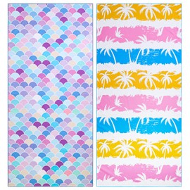 2 Pack Microfiber Beach Towel, Oversized Pool Towel 75”x 35”, Sand-Free Beach Towel, Quick Drying Camping Towel, Super Absorbent Bath Towel Blanket, Soft Breathable and Lightweight