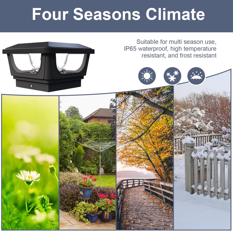 Sumaote Solar Post Lights, 6000K Cold White Solar Post Cap