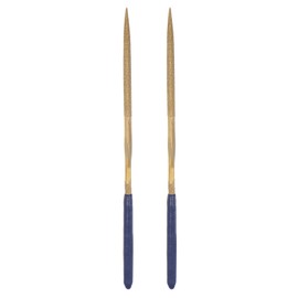 sourcing map Diamond Needle Files, 3mm x 140mm Titanium Coated Triangle Type File Handles Hand Tool for Metal Wood Stone Marble 2pcs