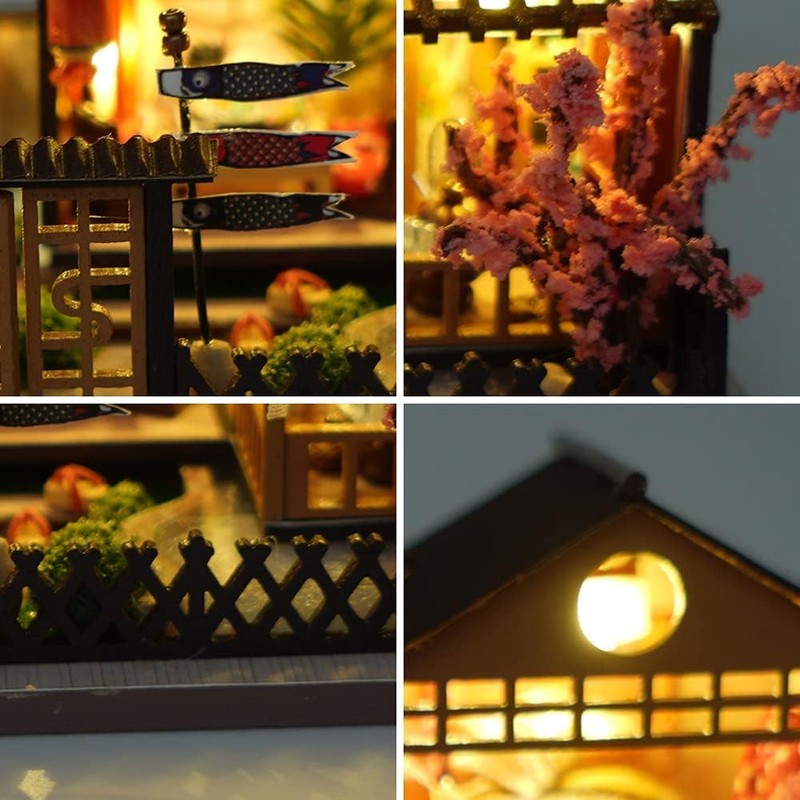 Mini Japanese Style Villa Miniature Wooden Dollhouse,DIY Miniature House Kit