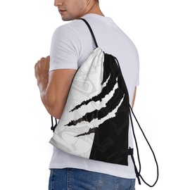 Cool Drawstring Bags Scratch Pattern Art Design Sport Gym Sack Drawstring Bag Black White Yin and Yang Design Stylish String Bag Yoga Bag for Men Women