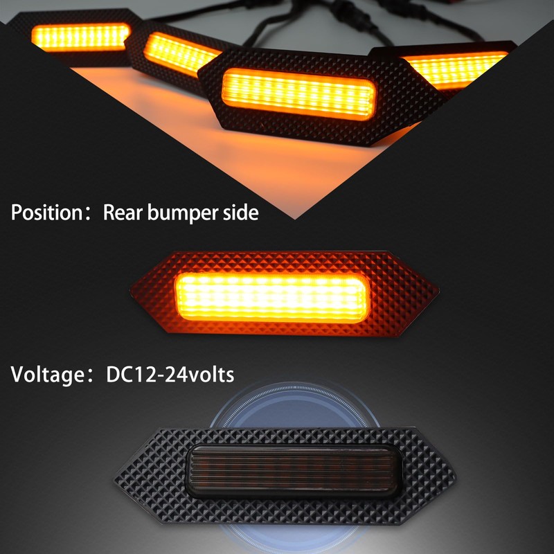 ZDEERAOTO 4pc Smoked Housing Amber LED Front Grille Lights DRL