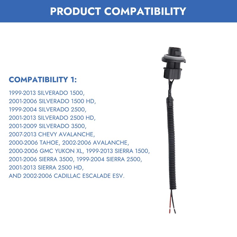 2 Pcs License Plate Light Socket Black Rear Lamp Wire