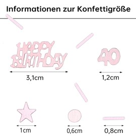 VIKY Confetti 40th Birthday Men Women Decoration Rose Gold Confetti 40th Birthday Women Man Table Decoration 40th Birthday Confetti Decoration 40th Birthday Years, Gifts for 40th Birthday, Confetti