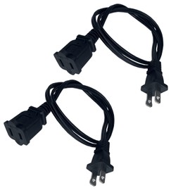 Short Extension Cord, 3 Feet Extension Cord Black for Indoor, Small Extension Cords Polarized US 2 Prong Male Female Extension Power Cord Cable, 18AWG NEMA 5-15P to NEMA 5-15R 2 Pack