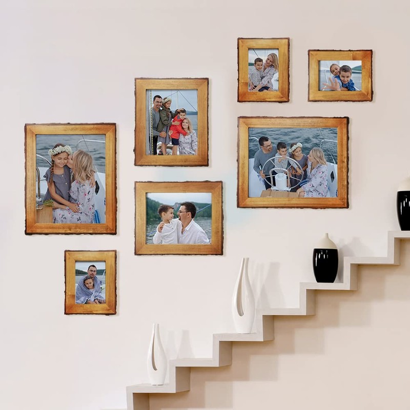 4x6 Wood Picture Frames Brown, Live Edge Rustic Photo Frame