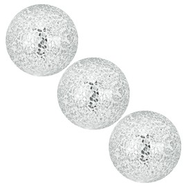 M METERXITY 3-Pack Decorative Ball for Bowls, 3 Inch Mosaic Glass Balls Decorative Glass Orbs for Home Decor/Dining Tables/Wedding Party/Coffee Table/Centerpiece Decor [Silver]