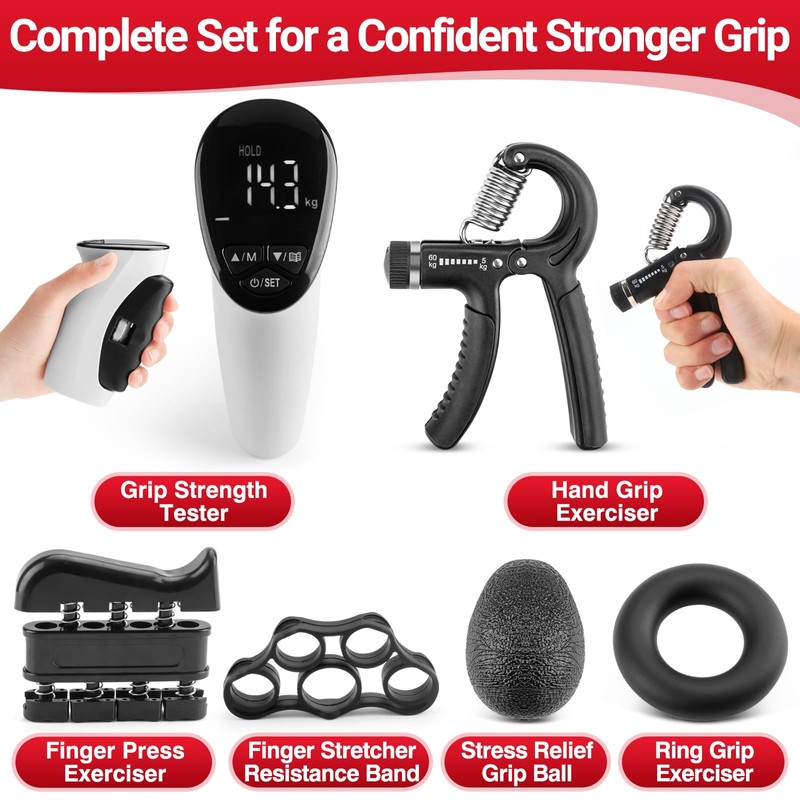 Tilcore Grip Strength Tester & Trainer - Handheld Dynamometer, Strengthener,