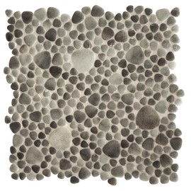 Love Forbidden Pebble Glass Mosaic for Kitchen, Bathrooms & Pool - 6in x 6in Gray Glass Tiles (1 Set)