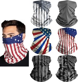 HONGTEYA 6 Pack Neck Gaiter Face Mask: Breathable Windproof Face Cover Balaclava High Elastic Earloop Bandana for Men Women