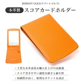 Golf Scorecard Holder Vertical Genuine Leather Scorecard Cover Scorecard Case REBOOT GOLF, Tea/Tea/Brown