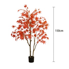 Garveehome 5ft Artificial Maple Tree, Large Faux Tree Soft Silk Autumn Maple Decorative Plant with Plastic Pot for Party Home Living Room Decoration Thanksgiving Harvest