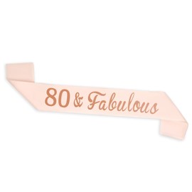 ALLY-MAGIC 80th Birthday Sash, Rose Gold 80 & Fabulous Sash for Women Happy 80th Birthday Gift Party Decorations Supplies Accessories Y3FABJD (80 FABULOUS)